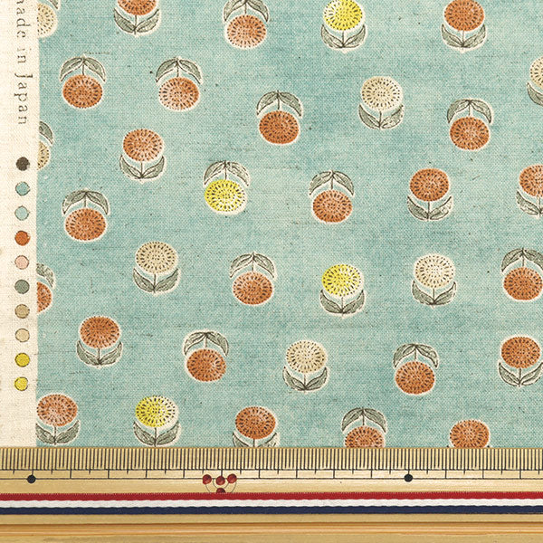 [From quantity 5] Fabric "Cotton linenSheeting Posey Komon pattern mint YGA-79060-1C" KOKKA