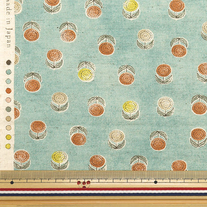 [From quantity 5] Fabric "Cotton linenSheeting Posey Komon pattern mint YGA-79060-1C" KOKKA
