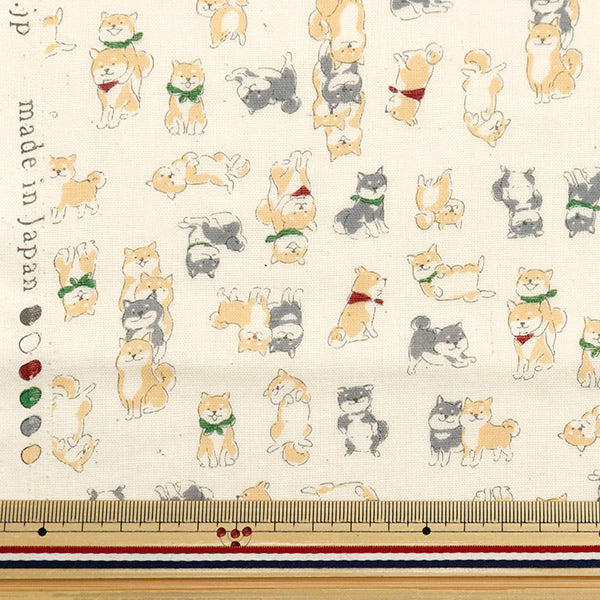 [From quantity 5] Fabric 『double gauze Chibi Puri SHIBA Kinari YKA-29090-1A" KOKKA