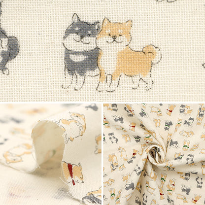 [From quantity 5] Fabric 『double gauze Chibi Puri SHIBA Kinari YKA-29090-1A" KOKKA