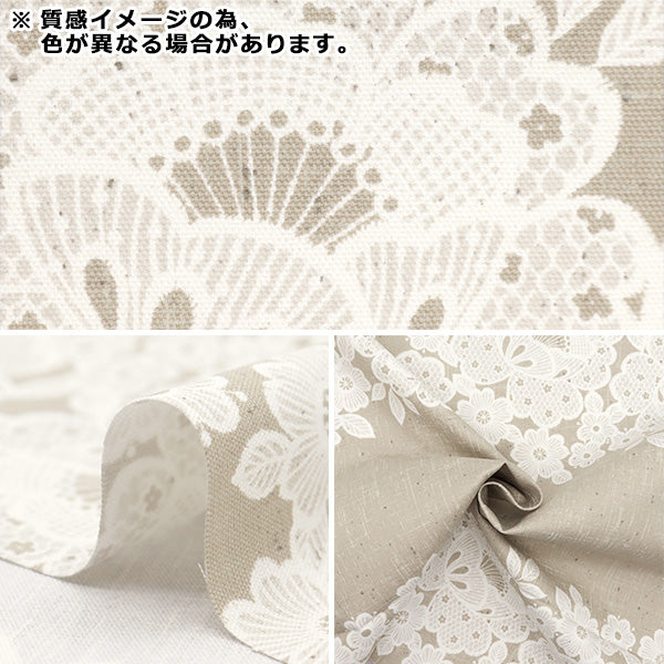 [From quantity 5] Fabric 『Oxford Lace x linen-like border light purple YPA-5930-2B" KOKKA