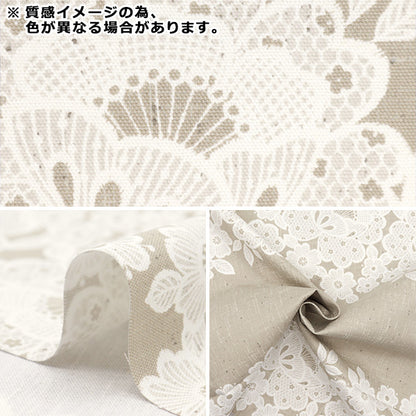 [From quantity 5] Fabric 『Oxford Lace x linen-like border light purple YPA-5930-2B" KOKKA