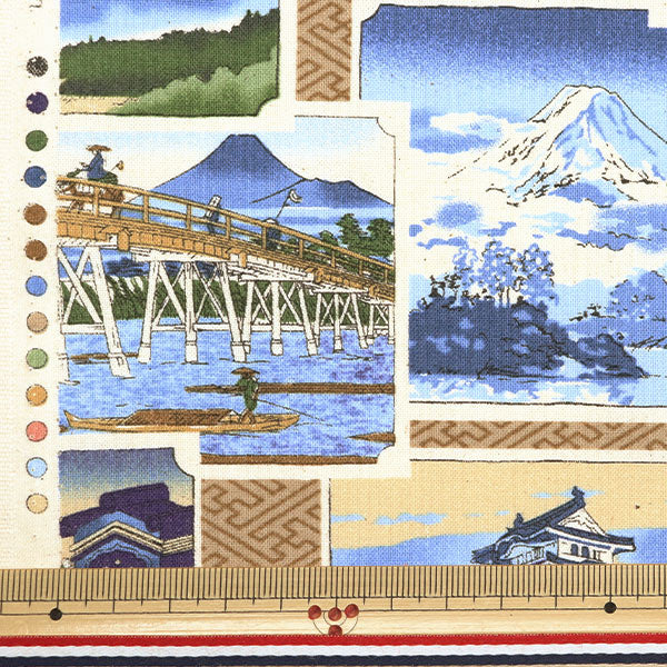 [From quantity 5] Fabric 『Sheeting Ukiyo-e A YPA-59050-1A" KOKKA