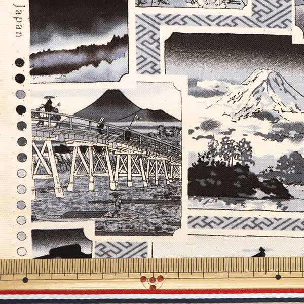 [From quantity 5] Fabric 『Sheeting Ukiyo-e D YPA-59050-1D" KOKKA