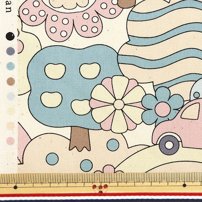 [From quantity 5] Fabric 『Oxford RETRO SCHOOL Rainbow YKA-29040-1B" KOKKA