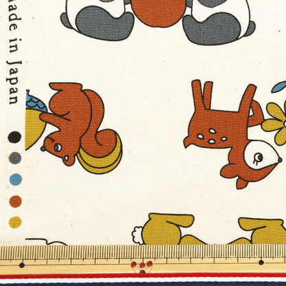 [From quantity 5] Fabric 『Oxford Retro School Animal YKA-29040-2A" KOKKA