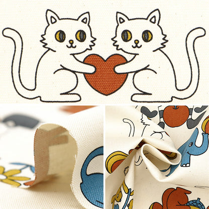 [From quantity 5] Fabric 『Oxford Retro School Animal YKA-29040-2A" KOKKA