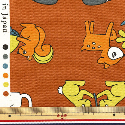 [From quantity 5] Fabric 『Oxford Retro School Animal YKA-29040-2B" KOKKA