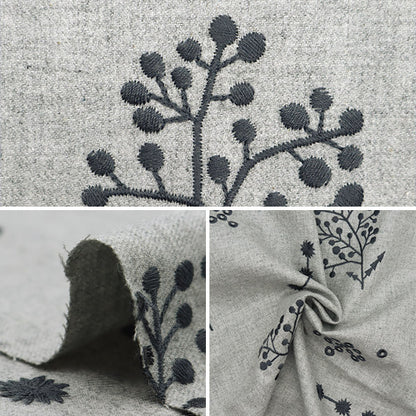[Quantity starting from 5] Fabric "echino ViyellaBrushed Embroidered Botanical Light Gray EKX-98080-80A" KOKKA