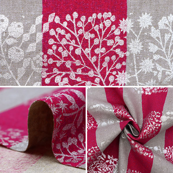 [Quantity starting from 5] Fabric "echino Cotton Linen Canvas Lattice Magenta EKX-98090-91A" KOKKA