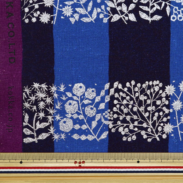[Quantity starting from 5] Fabric "echino Cotton Linen Canvas Lattice Blue EKX-98090-91B" KOKKA