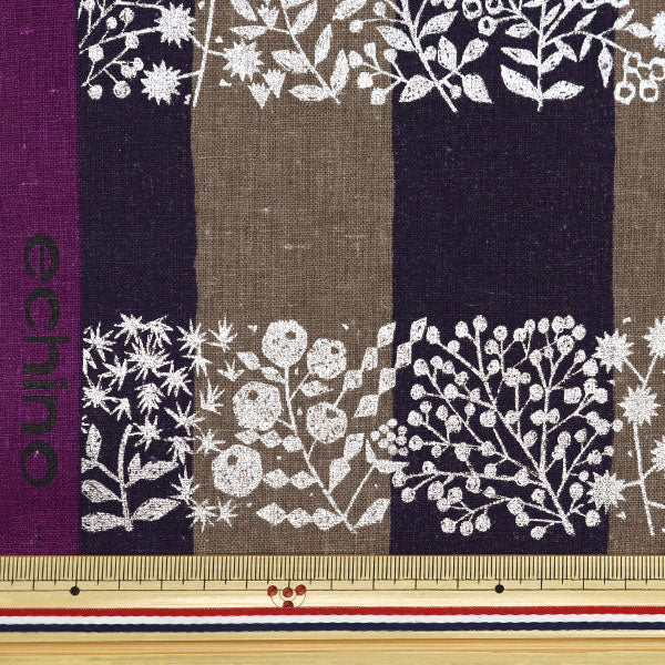[Quantity starting from 5] Fabric "echino Cotton Linen Canvas Lattice Brown EKX-98090-91E" KOKKA