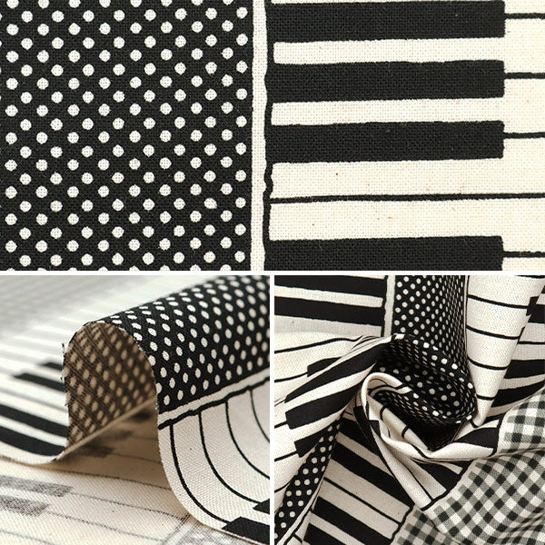 [Quantity starting from 5] Fabric 『Sheeting Piano Monotone School Black YKA-29010-2A" KOKKA