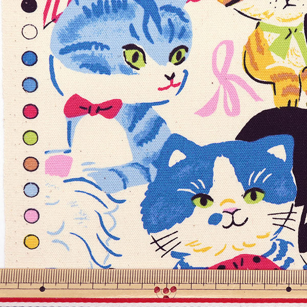 [Quantity starting from 5] Fabric 『Oxford Powerful Animal Cat Kinari YGA-76080-1A" KOKKA