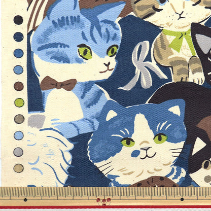 [Quantity starting from 5] Fabric 『Oxford Powerful Animal Cat Navy YGA-76080-1D" KOKKA