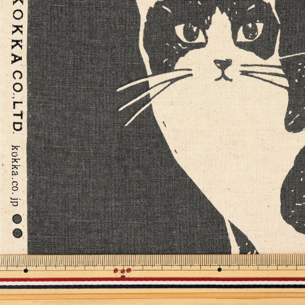 [Quantity starting from 5] Fabric "echino NekoNoe CAT CAT Cotton Linen Canvas Charcoal Gray EYX-91000-101B" KOKKA