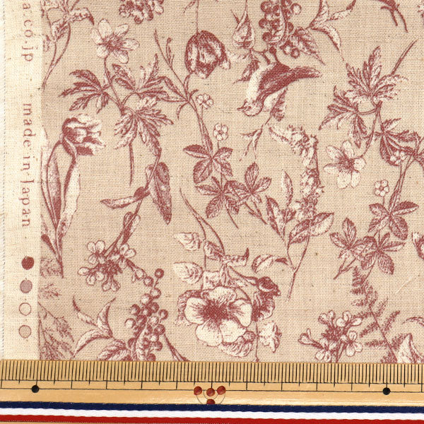 [Quantity starting from 5] Fabric "Cotton and linen"Sheeting Natural Garden Red YGA-81070-2C" KOKKA