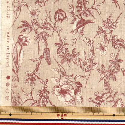 [Quantity starting from 5] Fabric "Cotton and linen"Sheeting Natural Garden Red YGA-81070-2C" KOKKA