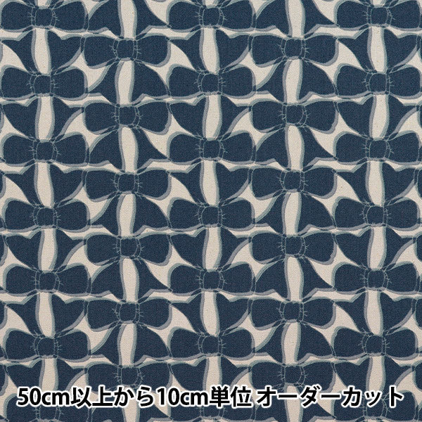 [Quantity starting from 5] Fabric 『Oxford Linnea Ribbon Saxophone x Navy YKA-3100-1B" KOKKA
