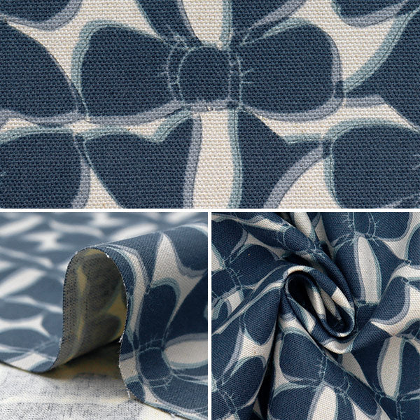 [Quantity starting from 5] Fabric 『Oxford Linnea Ribbon Saxophone x Navy YKA-3100-1B" KOKKA