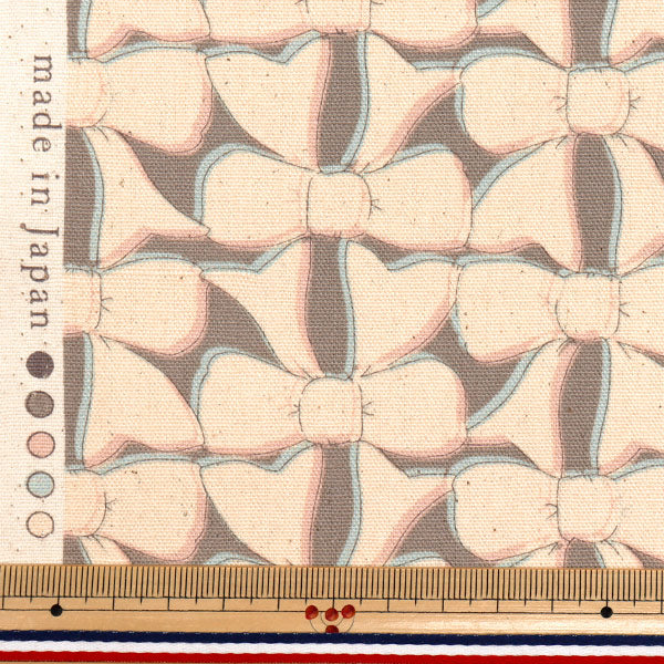 [Quantity starting from 5] Fabric 『Oxford Linnea Ribbon Gray x Kinari YKA-3100-1C" KOKKA