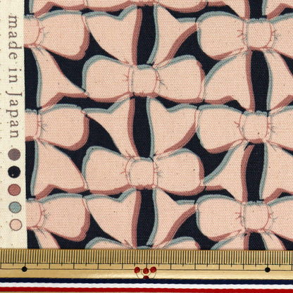 [Quantity starting from 5] Fabric 『Oxford Linnea Ribbon Black x Pink YKA-3100-1D" KOKKA