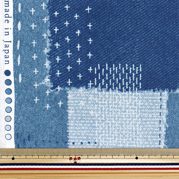 [Quantity starting from 5] Fabric "Cotton Linen Canvas" SashikoTweetQuilting Denim Blue YGA-81000-1A" KOKKA