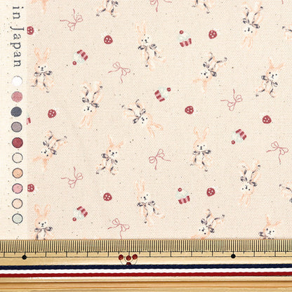 [Quantity starting from 5] Fabric 『Oxford Chibipuri Rabbit Kinari YKA-31120-1A" KOKKA