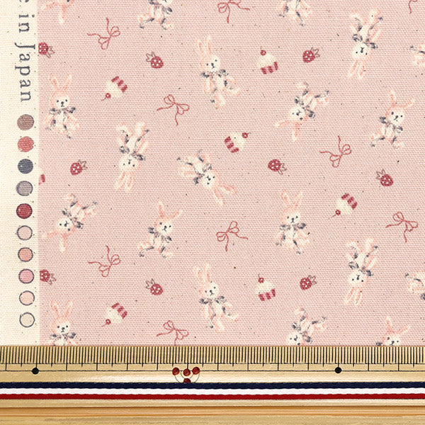 [Quantity starting from 5] Fabric 『Oxford Chibi Puri Rabbit Pink YKA-31120-1B" KOKKA