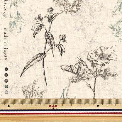 [Quantity starting from 5] Fabric "Cotton and linen"Sheeting Natural Garden Black YGA-81070-1B" KOKKA