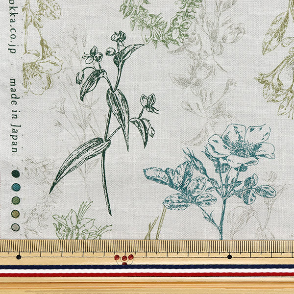 [Quantity starting from 5] Fabric "Cotton and linen"Sheeting Natural Garden Green YGA-81070-1D" KOKKA