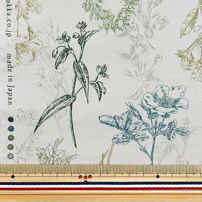 [Quantity starting from 5] Fabric "Cotton and linen"Sheeting Natural Garden Green YGA-81070-1D" KOKKA