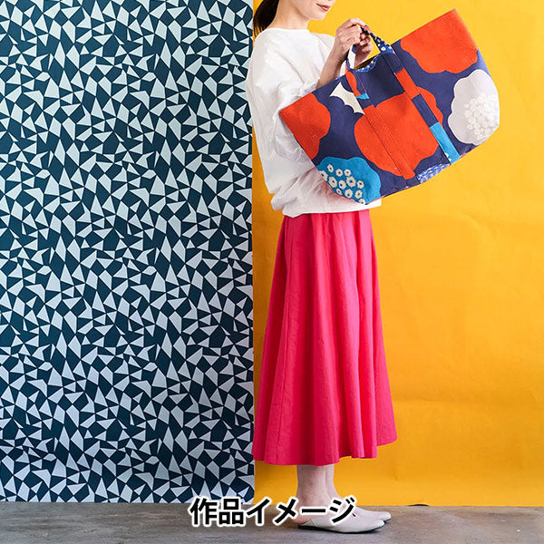 [Quantity starting from 5] Fabric "echino Cloud flower cotton linen canvas navy EKX-98120-20C" KOKKA