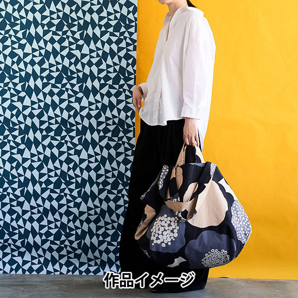 [Quantity starting from 5] Fabric "echino Cloud flower cotton linen canvas black EKX-98120-20D" KOKKA