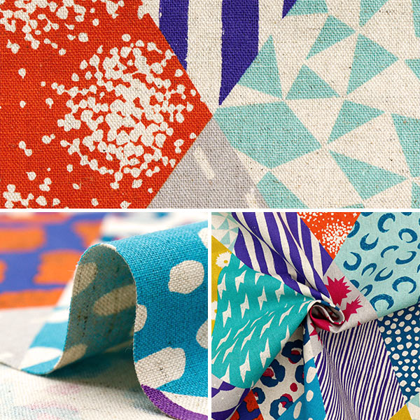 [Quantity starting from 5] Fabric "echino Rhombus cotton and linen canvas multi EKX-98120-22A" KOKKA