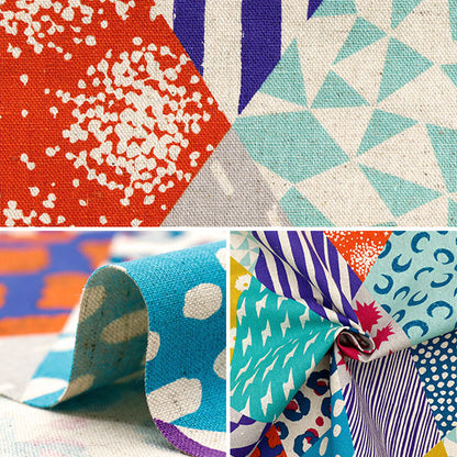[Quantity starting from 5] Fabric "echino Rhombus cotton and linen canvas multi EKX-98120-22A" KOKKA