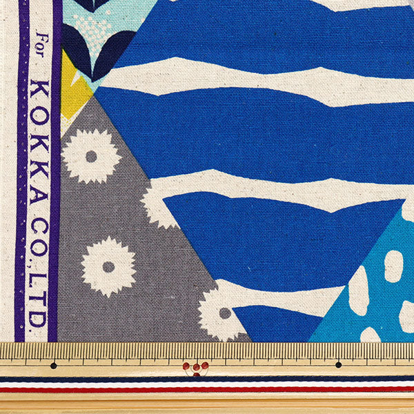 [Quantity starting from 5] Fabric "echino Rhombus cotton linen canvas blue EKX-98120-22B" KOKKA
