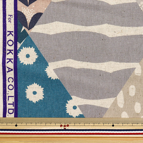 [Quantity starting from 5] Fabric "echino Rhombus cotton linen canvas beige EKX-98120-22C" KOKKA