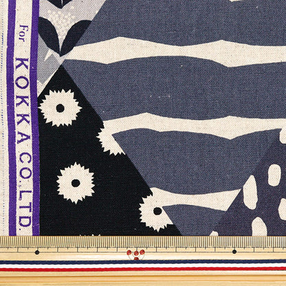 [Quantity starting from 5] Fabric "echino Rhombus cotton linen canvas black EKX-98120-22D" KOKKA