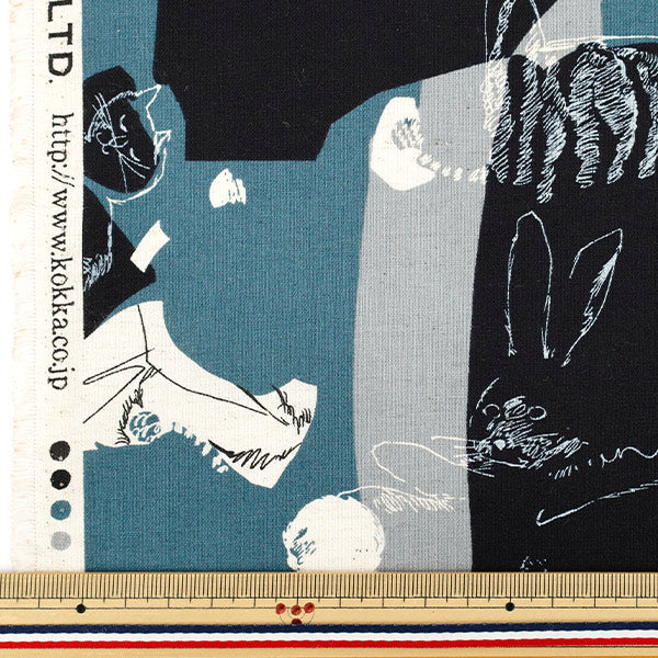 [Quantity starting from 5] Fabric "Cotton and linen"Sheeting ArtCAT Blue YGA-86030-1A" KOKKA