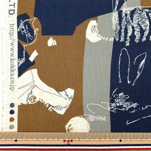 [Quantity starting from 5] Fabric "Cotton and linen"Sheeting ArtCAT Brown YGA-86030-1B" KOKKA