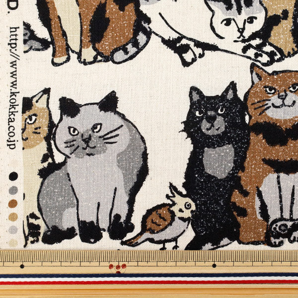 [Quantity starting from 5] Fabric "Cotton Linen Canvas Art CAT White YGA-86020-1A" KOKKA