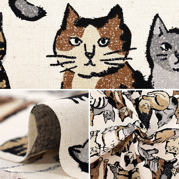 [Quantity starting from 5] Fabric "Cotton Linen Canvas Art CAT White YGA-86020-1A" KOKKA