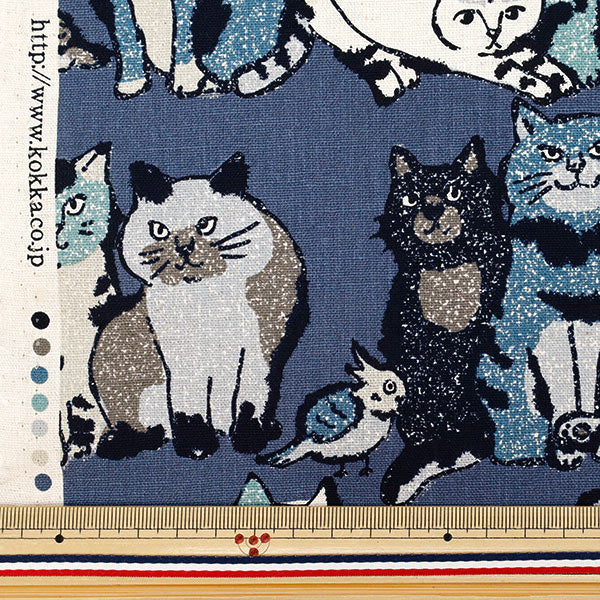 【数量5から】 生地 『綿麻キャンバス Art CAT ネイビー YGA-86020-1E』 KOKKA コッカ