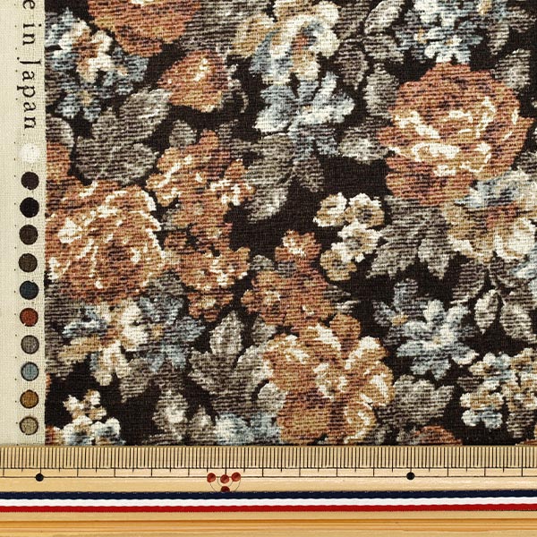 [数量从5开始] 织物 “ Banilan” 戈布兰编织YGA-86000-2C上的黑色打印" KOKKA