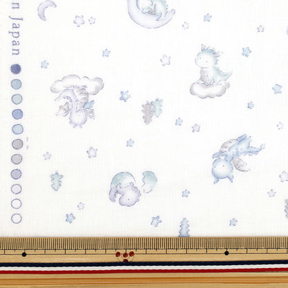 [數量從5開始] 織物 『雙層紗布 皇家嬰兒恐龍圖案白色YPA-66020-1C" KOKKA