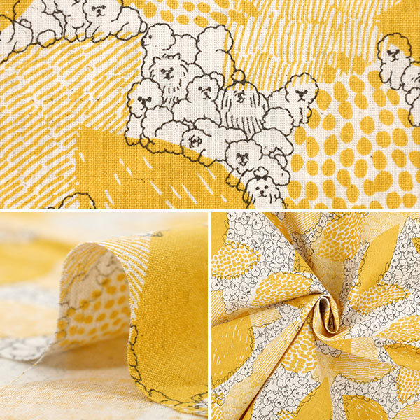 [Quantity starting from 5] Fabric "marble SUD cotton and linenSheeting BichonFrise Yellow EGX-8502-1A" KOKKA