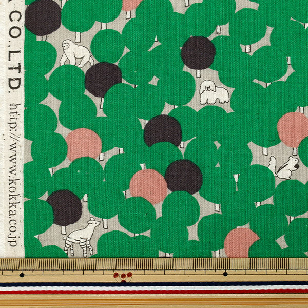 [Quantity starting from 5] Fabric "marble SUD cotton and linenSheeting tree dot green EGX-8502-2B" KOKKA