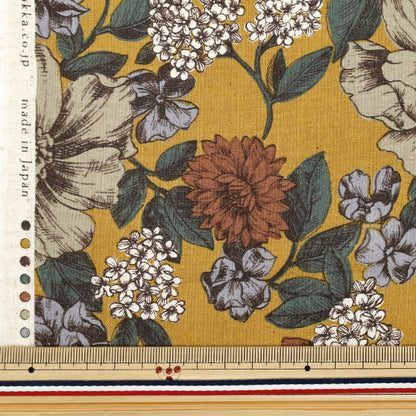 [Quantity starting from 5] Fabric "Cotton and linen"Sheeting Natural Garden Yellow YGA-86080-1C" KOKKA