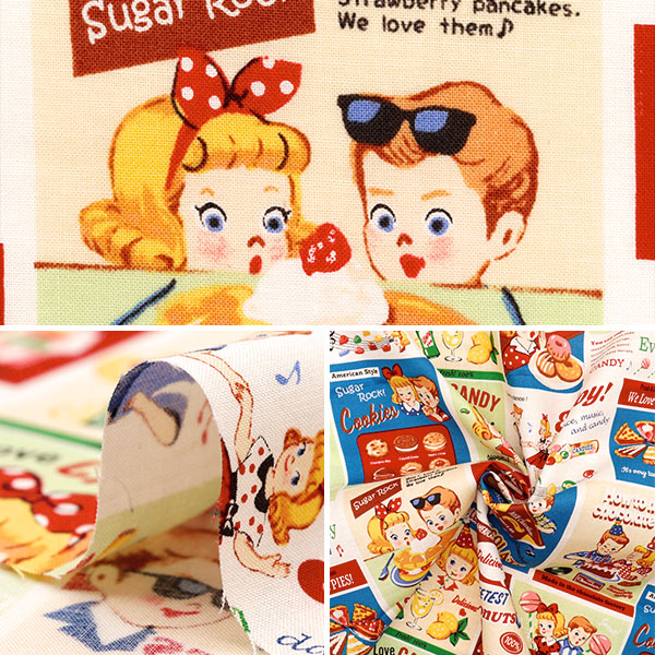 [Quantity starting from 5] Fabric 『Sheeting Sugar Rock Sweets Rock and Roll Multi LW2060-11A"